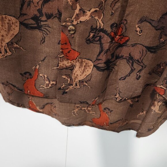 Breeches Vintage Women's Long Sleeve Brown Equestrian Riding Horse Top- Size 8 - Picture 7 of 7